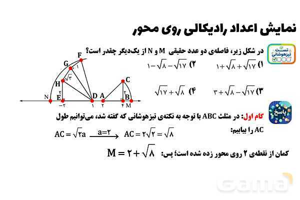 پاورپوینت نمایش اعداد رادیکالی روی محور ریاضی هشتم- پیش نمایش