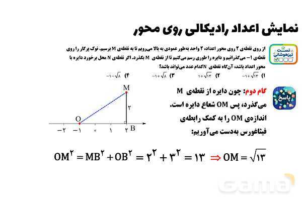 پاورپوینت نمایش اعداد رادیکالی روی محور ریاضی هشتم- پیش نمایش