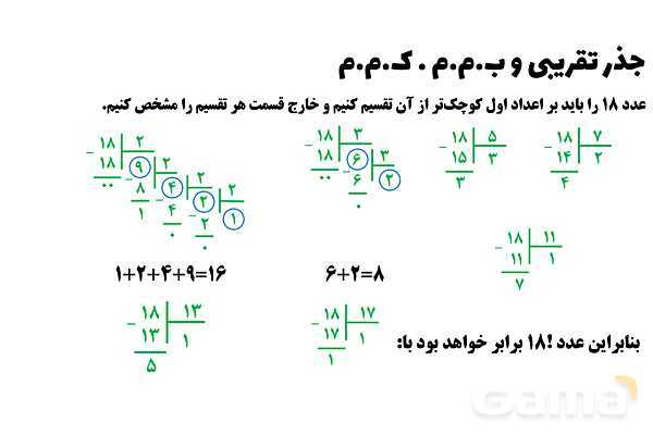 پاورپوینت جذر تقریبی و ب.م.م . ک.م.م پایه هفتم- پیش نمایش