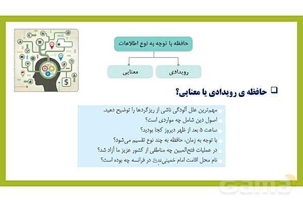 پاور روان شناسی یازدهم درس 4: حافظه و علل فراموشی - پیش نمایش