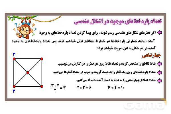 پاورپوینت شمارش پاره خط‌ها، نیم خط‌ها، خط‌ها، ناحیه‌ها و نقاط تقاطع- پیش نمایش