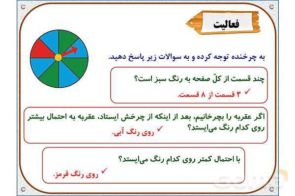 پاورپوینت ریاضی دوم دبستان | فصل 7: احتمال و کسر- پیش نمایش