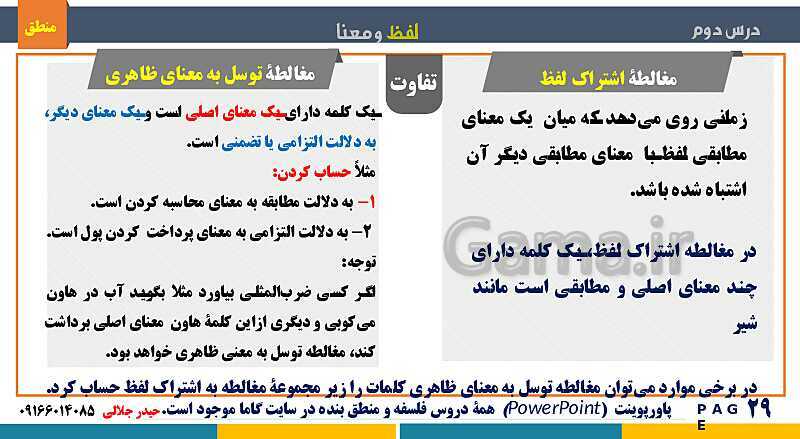 پاورپوینت تدریس منطق دهم انسانی | درس 2: لفظ و معنا- پیش نمایش