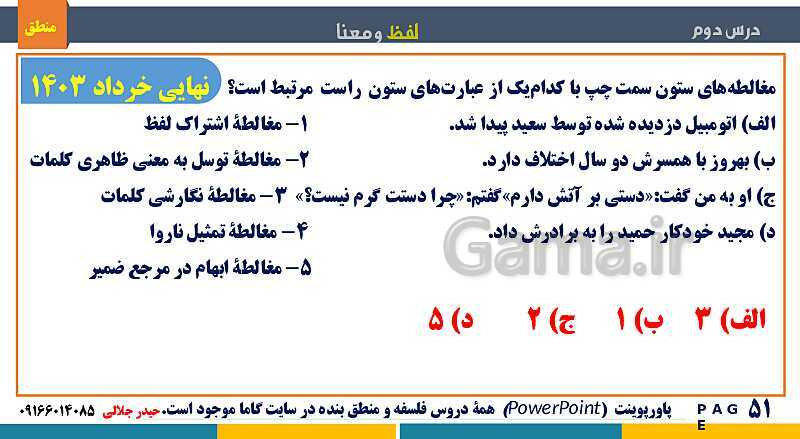 پاورپوینت تدریس منطق دهم انسانی | درس 2: لفظ و معنا- پیش نمایش