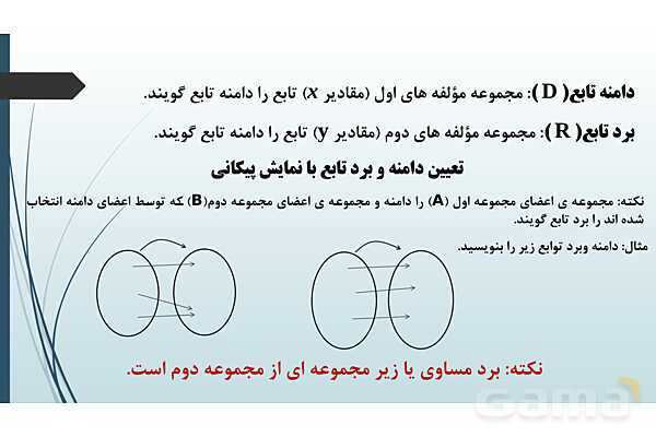 پاور ریاضی دهم فصل 5 درس 2: دامنه و برد توابع - پیش نمایش