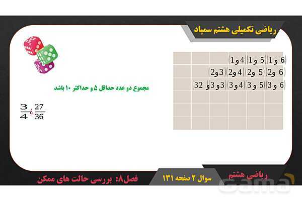 پاور حل سوال 2 صفحه 131 ریاضی تکمیلی هشتم تیزهوشان - پیش نمایش