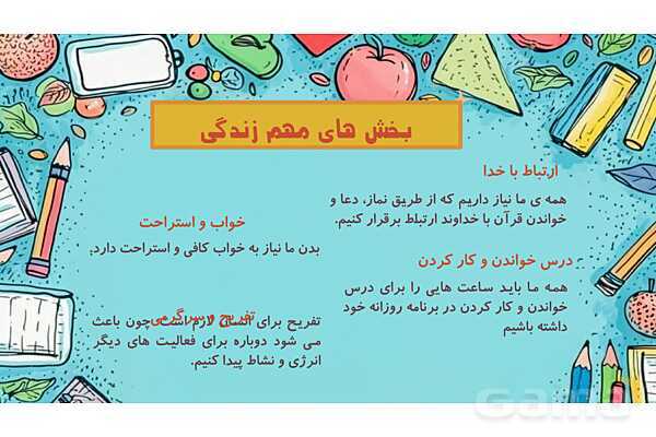 پاور درس 13 مطالعات ششم | برنامه روزانه متعادل- پیش نمایش
