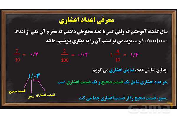 پاور ریاضی ششم فصل 3: اعداد اعشاری- پیش نمایش
