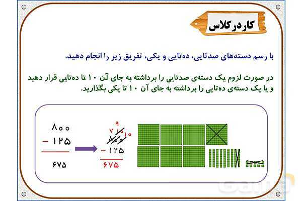 پاور ریاضی دوم دبستان | فصل 6: تفریق در جدول ارزش مکانی- پیش نمایش