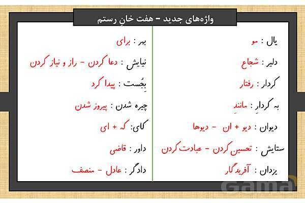 پاور درس 5 فارسی ششم | هفت خان رستم- پیش نمایش