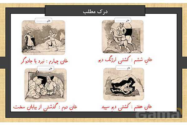 پاور درس 5 فارسی ششم | هفت خان رستم- پیش نمایش