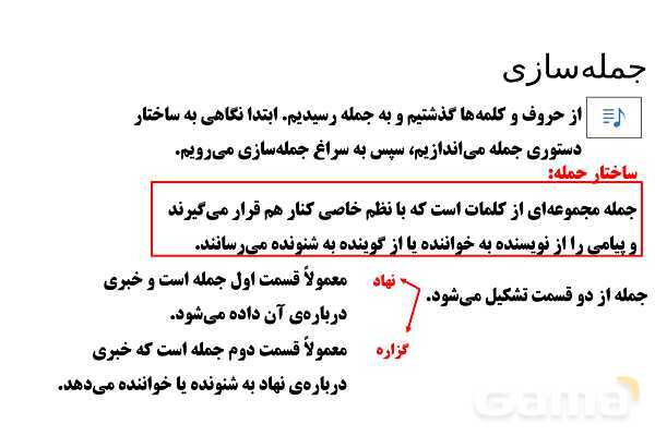 پاورپوینت تدریس تیزهوشانی «جمله‌سازی» پایه ششم و نهم- پیش نمایش