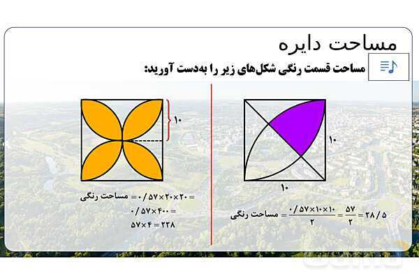 پاورپوینت تدریس تیزهوشانی «مساحت دایره» پایه پنجم- پیش نمایش
