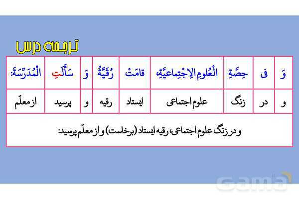 پاور قواعد، تمارین و ترجمه درس 2 عربی دهم انسانی- پیش نمایش