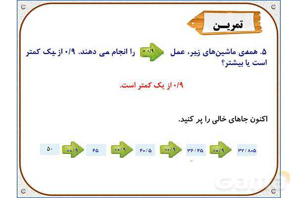 پاورپوینت ریاضی پنجم دبستان | فصل 5: ضرب عددهای اعشاری- پیش نمایش