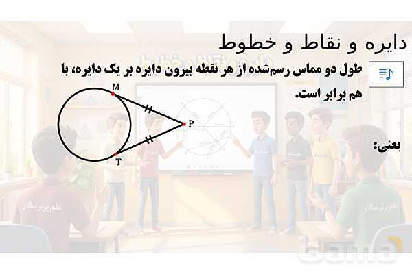 پاور تدریس تیزهوشانی ریاضی هشتم | دایره و نقاط و خطوط- پیش نمایش