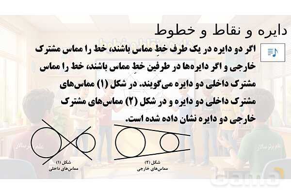 پاور تدریس تیزهوشانی ریاضی هشتم | دایره و نقاط و خطوط- پیش نمایش