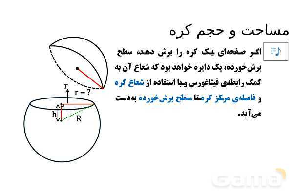  پاور تدریس تیزهوشانی ریاضی نهم | مساحت و حجم کره- پیش نمایش