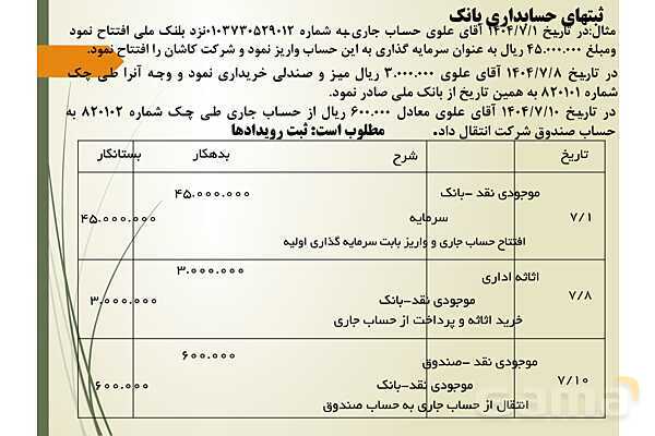 پاور تدریس پودمان 5 حسابداری دریافت ها و پرداخت ها دهم | حسابداری صورت مغایرت بانکی- پیش نمایش