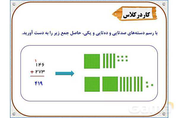 پاور ریاضی دوم دبستان | فصل 6: جمع در جدول ارزش مکانی- پیش نمایش