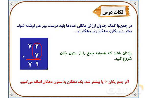 پاور ریاضی دوم دبستان | فصل 6: جمع در جدول ارزش مکانی- پیش نمایش