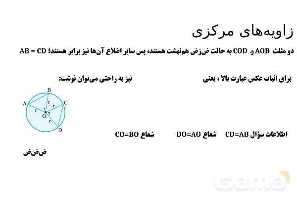 پاور تدریس تیزهوشانی ریاضی هشتم | زاویه‌ مرکزی- پیش نمایش