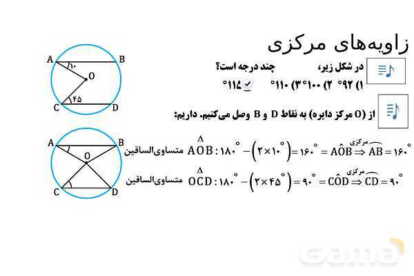 پاور تدریس تیزهوشانی ریاضی هشتم | زاویه‌ مرکزی- پیش نمایش