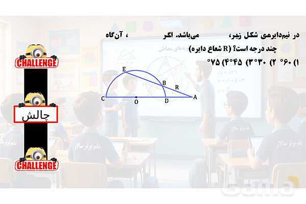 پاور تدریس تیزهوشانی ریاضی هشتم | زاویه‌ محاطی- پیش نمایش