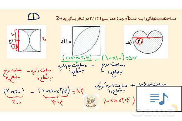 پاورپوینت حل نمونه سوال محیط و مساحت اشکال هندسی ریاضی ششم- پیش نمایش