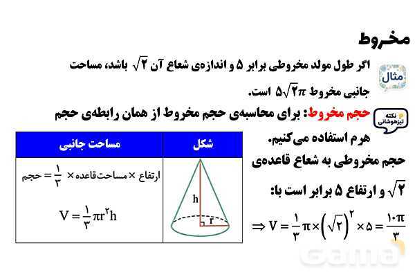  پاور تدریس تیزهوشانی ریاضی نهم | مخروط- پیش نمایش