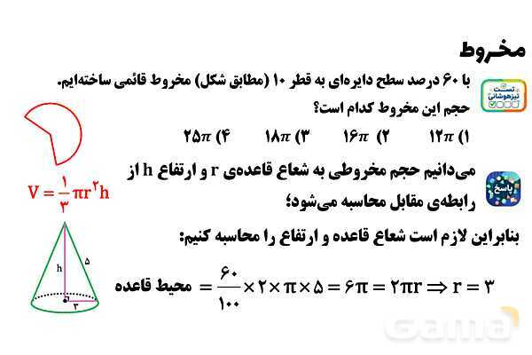  پاور تدریس تیزهوشانی ریاضی نهم | مخروط- پیش نمایش