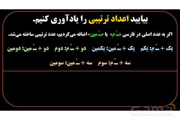 پاورپوینت عربی دهم: اعداد ترتیبی 1 تا 20- پیش نمایش