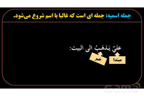 پاورپوینت عربی دهم: جمله اسمیه، مبتدا و خبر و انواع خبر- پیش نمایش