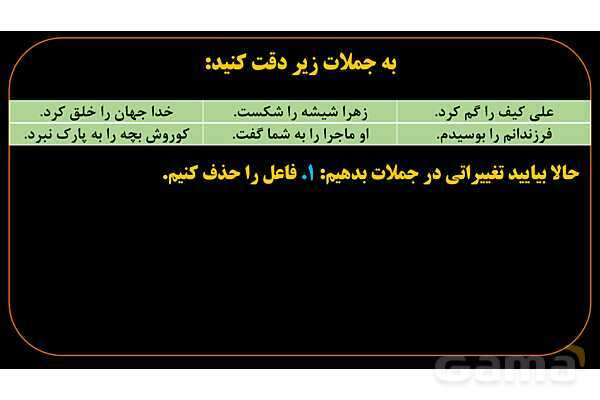 پاورپوینت عربی دهم: فعل مجهول ماضی و مضارع- پیش نمایش