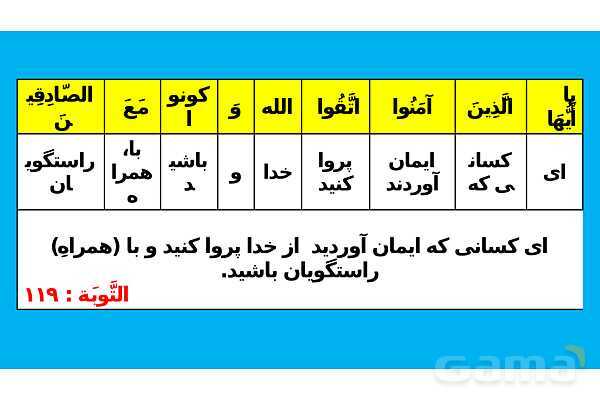 پاور تدریس ترجمه و تمارین درس 5 عربی یازدهم انسانی- پیش نمایش