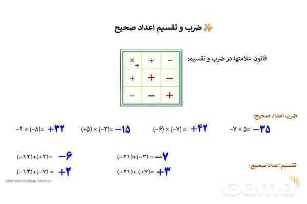 پاورپوینت آموزش ریاضی هفتم فصل 2 عددهای صحیح- پیش نمایش