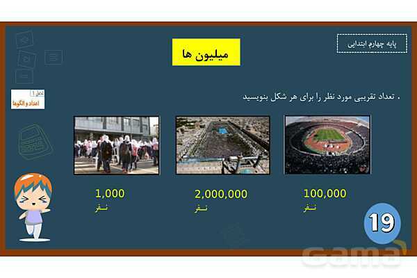 پاورپوینت ریاضی چهارم ابتدایی | فصل 1: معرفی میلیون- پیش نمایش
