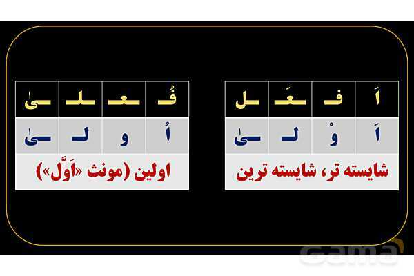 پاورپوینت عربی یازدهم: اسم های تفضیل خاص- پیش نمایش