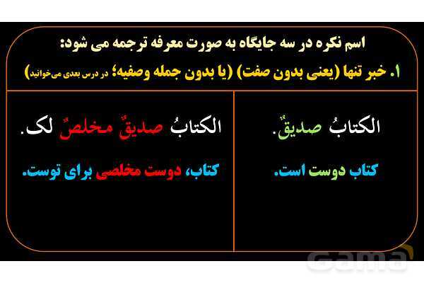 پاورپوینت عربی یازدهم: استثنائات اسم معرفه و نکره- پیش نمایش