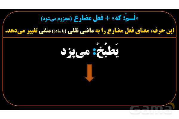 پاورپوینت عربی یازدهم: حروف جازمه و فعل مضارع مجزوم- پیش نمایش