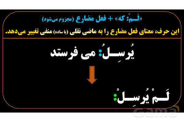 پاورپوینت عربی یازدهم: حروف جازمه و فعل مضارع مجزوم- پیش نمایش
