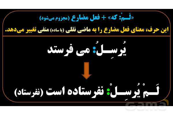 پاورپوینت عربی یازدهم: حروف جازمه و فعل مضارع مجزوم- پیش نمایش