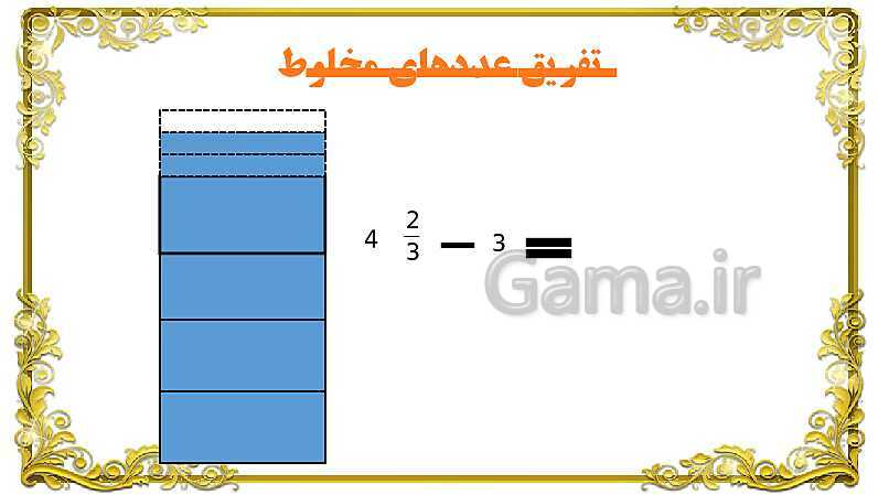 پاورپوینت ریاضی پنجم دبستان | جمع کسر و اعداد مخلوط- پیش نمایش