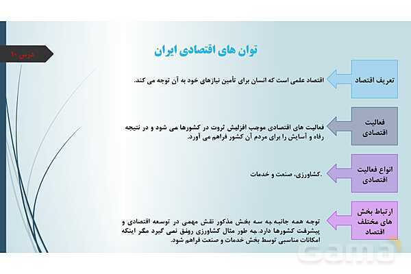 پاورپوینت درس ده جغرافیای دهم؛ توان‌های اقتصادی ایران