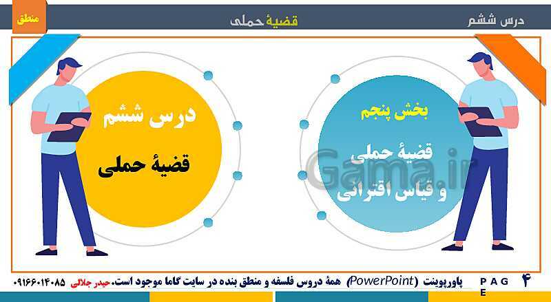 پاورپوینت منطق دهم دبیرستان | درس 6: قضیۀ حملی- پیش نمایش