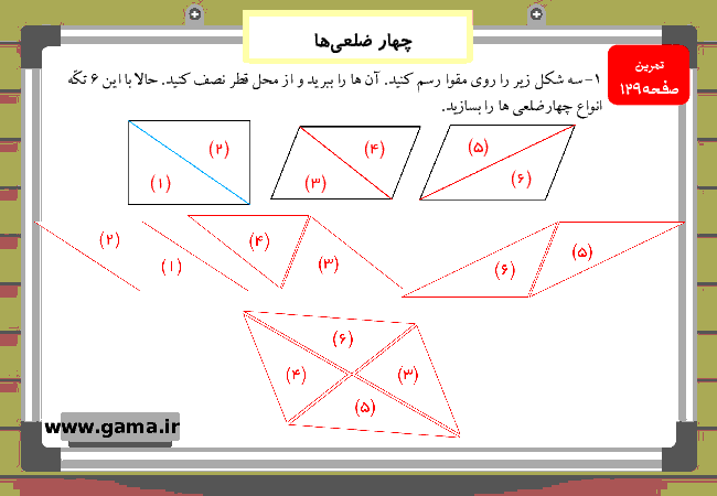 پاورپوینت آموزش و راهنمای گام به گام ریاضی چهارم دبستان | فصل 6: چهار ضلعی‌ها- پیش نمایش