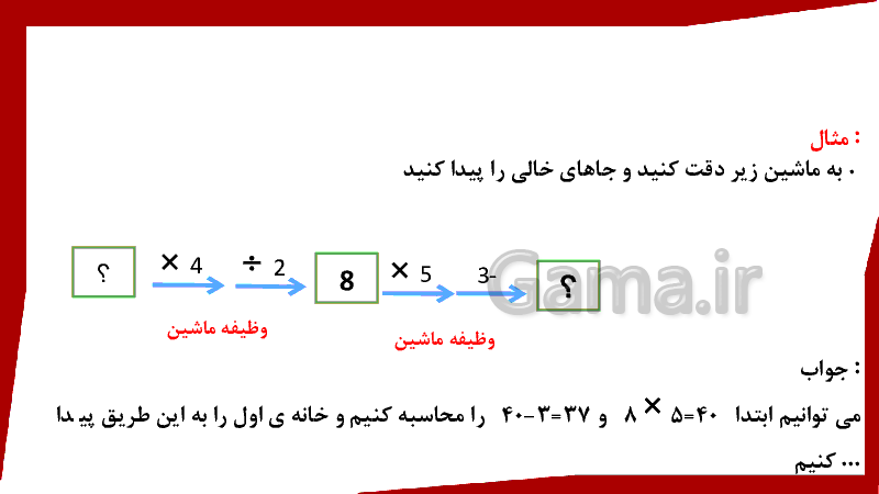 پاورپوینت ریاضی کلاس چهارم دبستان | فصل 1: اعداد و الگوها (ماشین ورودی-خروجی)- پیش نمایش