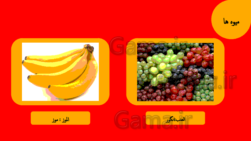 پاورپوینت عربی نهم - نام میوه ها، احساس ها و حیوانات به عربی- پیش نمایش