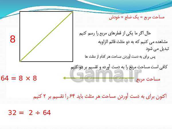 پاورپوینت ریاضی چهارم دبستان | مساحت شکل‌های هندسی - پیش نمایش