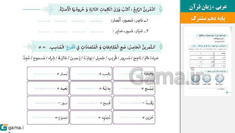 پاورپوینت کتاب محور ویژه تدریس مجازی عربی (1) دهم ریاضی و تجربی | درس 1 تا 8- پیش نمایش
